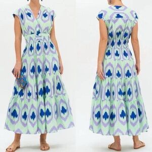 Oliphant Vibrant Blue and Green Maxi Dress